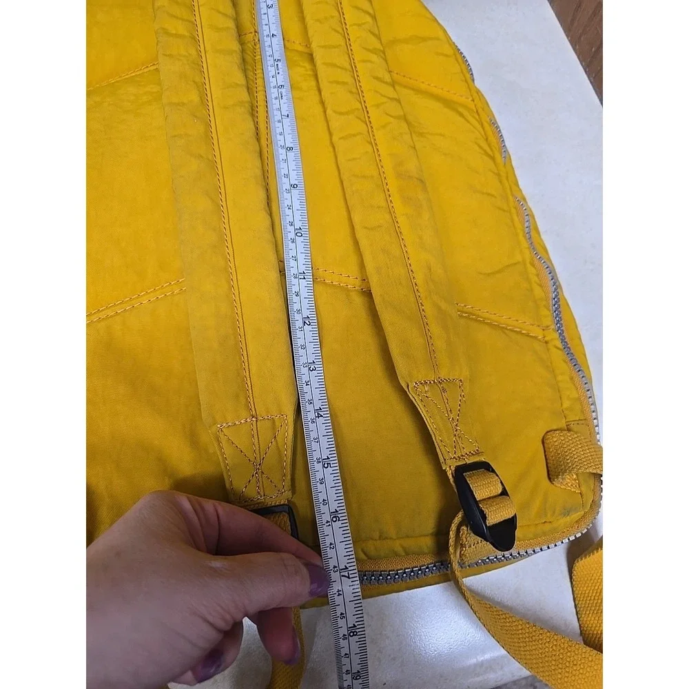 Kipling Seoul Large Laptop Backpack Yellow Gold Crinkle Nylon School Travel Bag